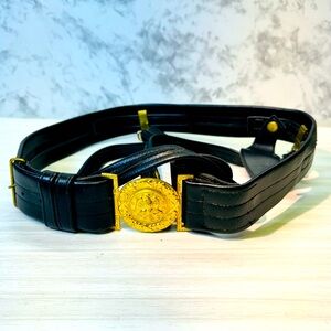 Vintage WW2 US Navy Officer Metal Brass Belt Buckle And Sword Belt